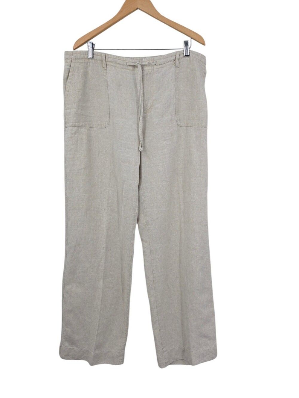 Liz Claiborne Audra Linen Drawstring Straight Leg Pants Flax Beige Color